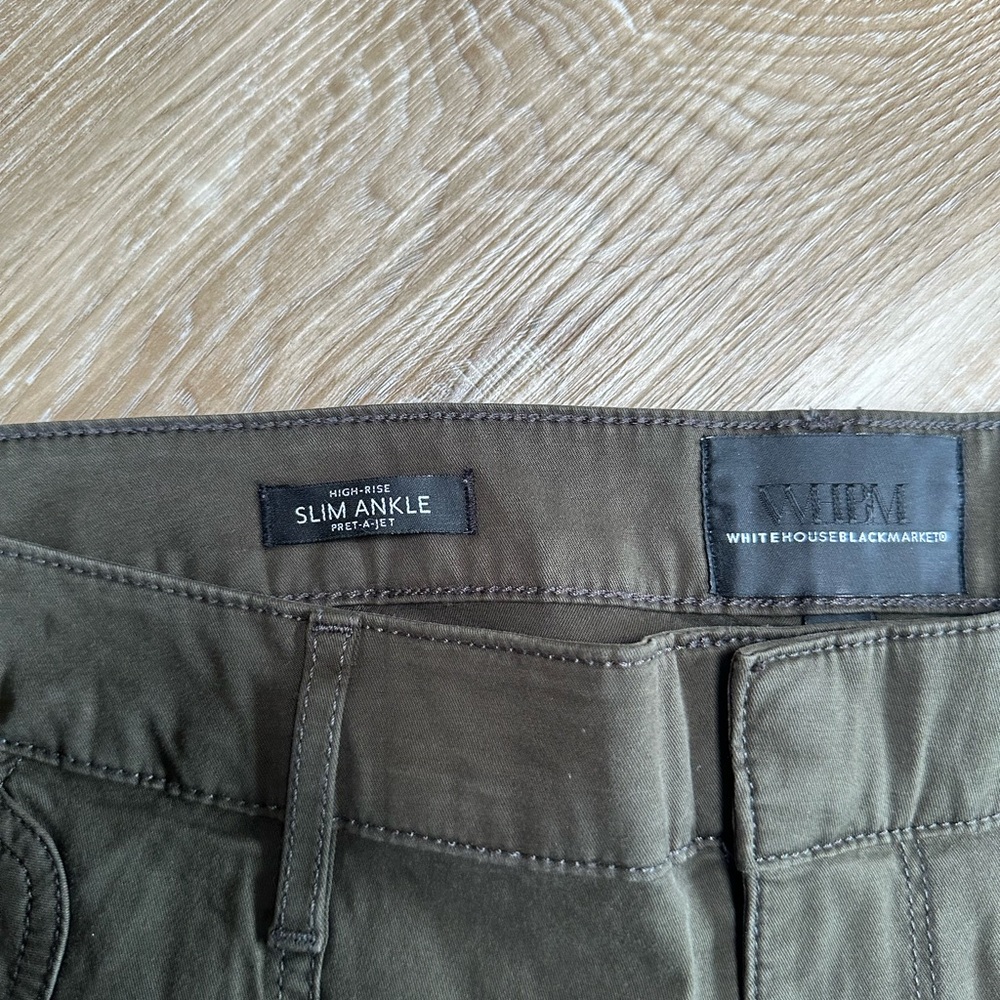 White House Black Market Dark Olive Cargo Pants - Picture 2 of 5